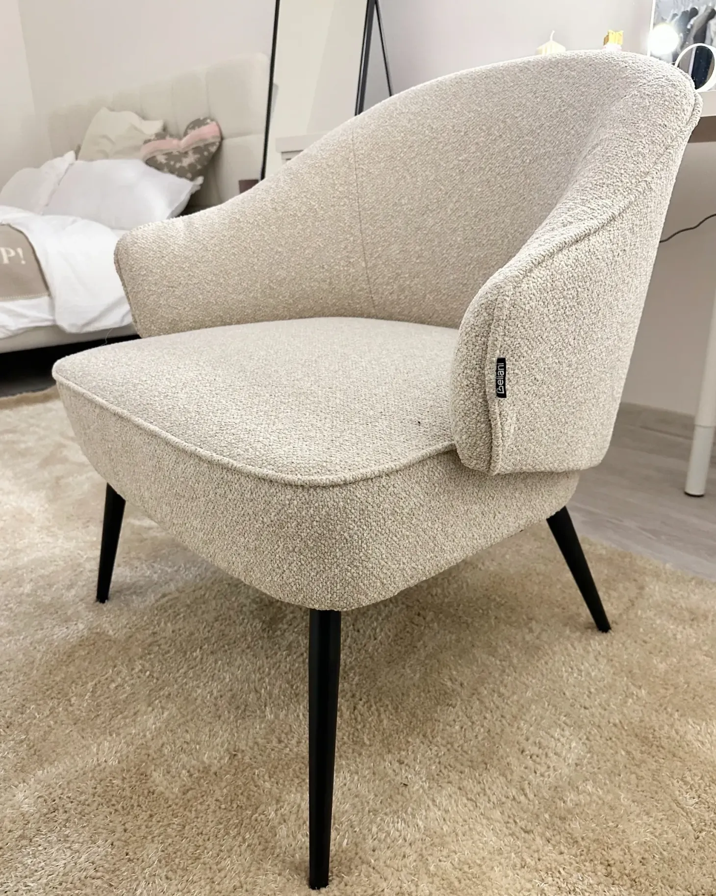 Lænestol KAYLA Boucle Lys Beige