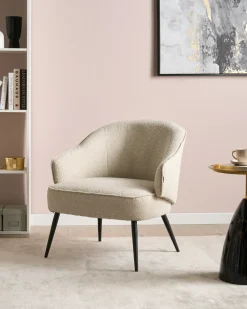 Lænestol KAYLA Boucle Lys Beige