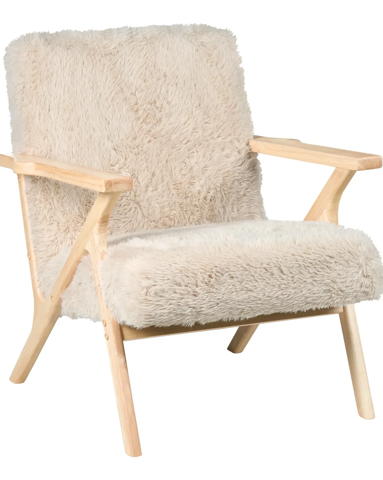 Lænestol KISA Kunstig pels Lys Beige
