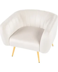 Lænestol LACONIA Velour Cremehvid