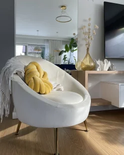 Lænestol LANGA Velour Cremehvid
