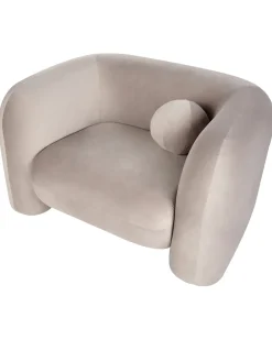 Lænestol LEIREN Velour Brungrå