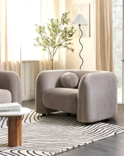 Lænestol LEIREN Velour Brungrå