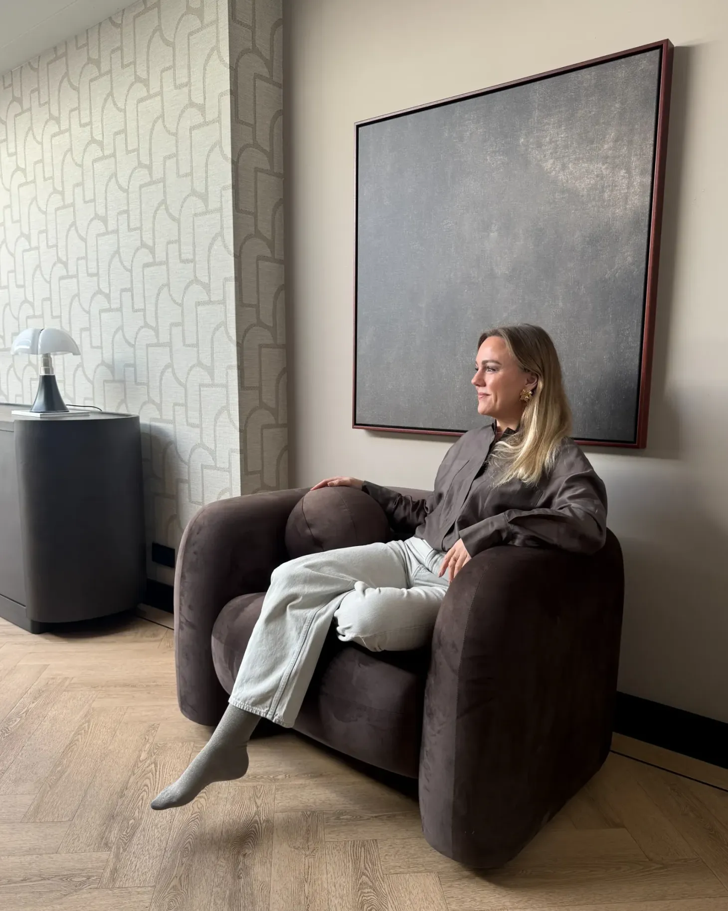 Lænestol LEIREN Velour Mørkebrun
