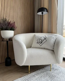 Lænestol LOEN Boucle Hvid