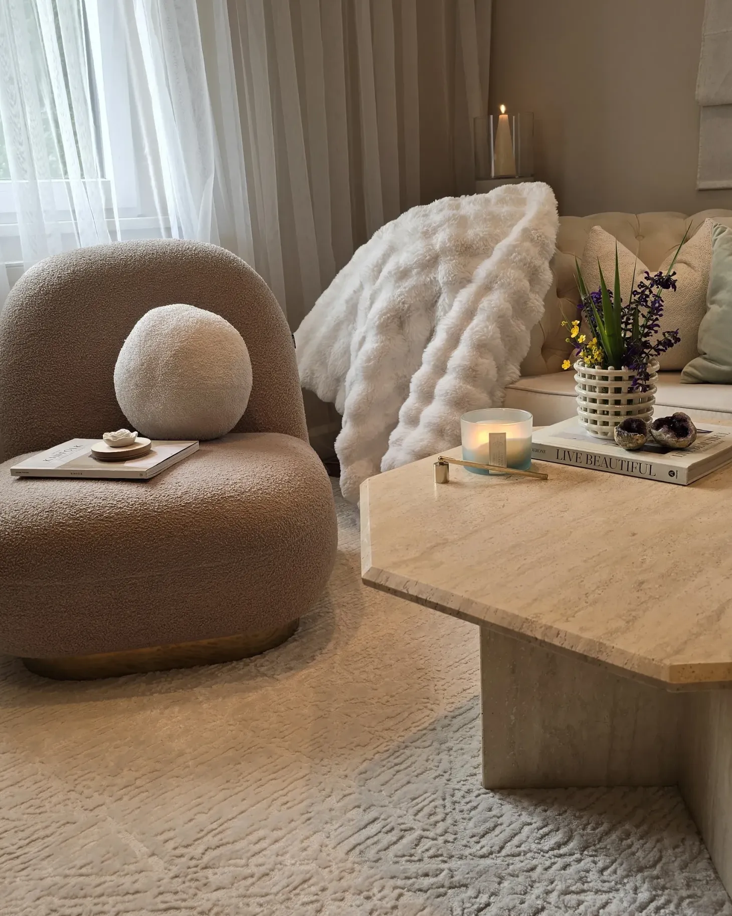 Lænestol LOVIISA Boucle Beige