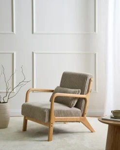 Lænestol SORSELE Fløjl Beige