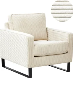 Lænestol VIND Fløjl Lys Beige