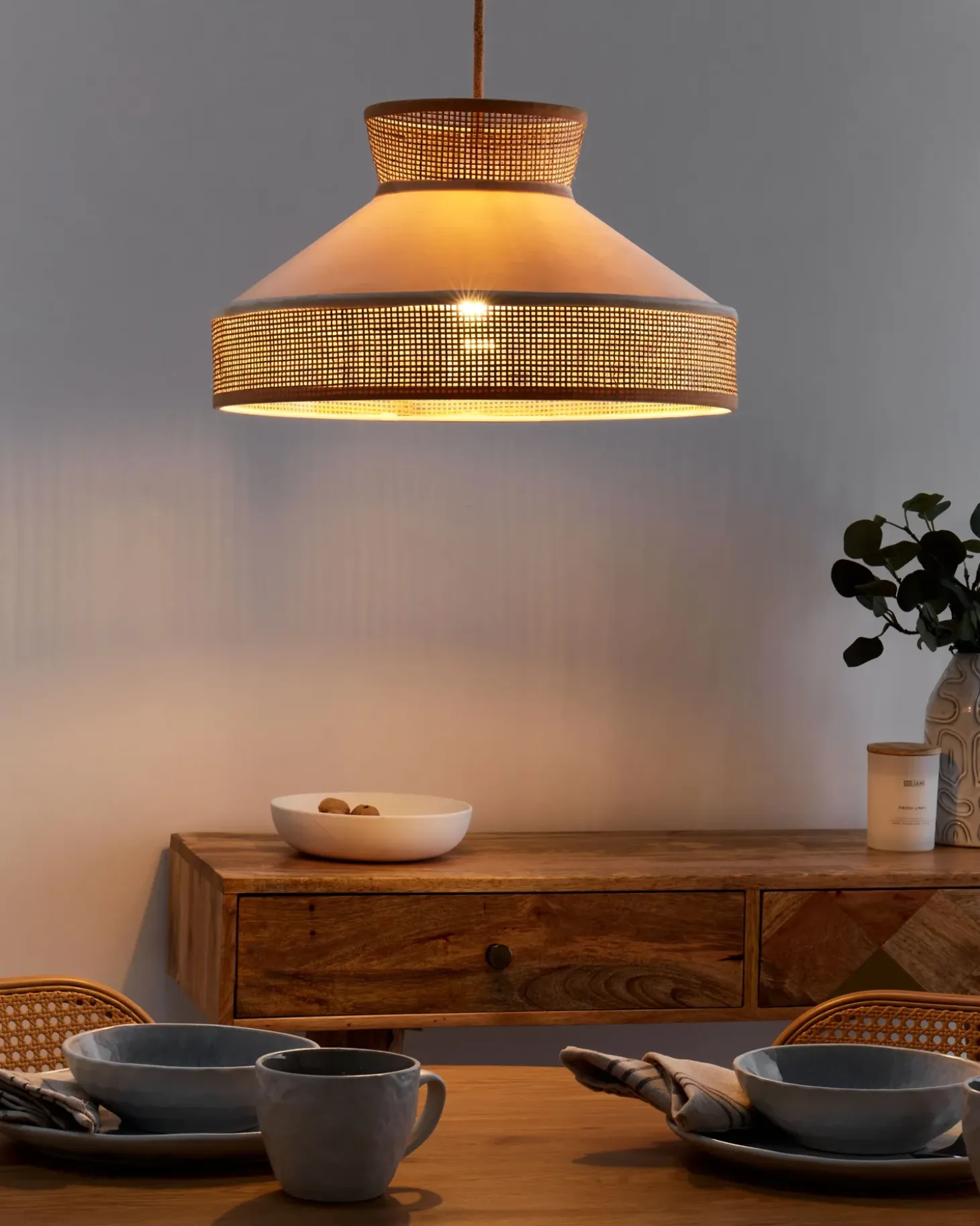 Loftlampe BATALI Rattan Beige