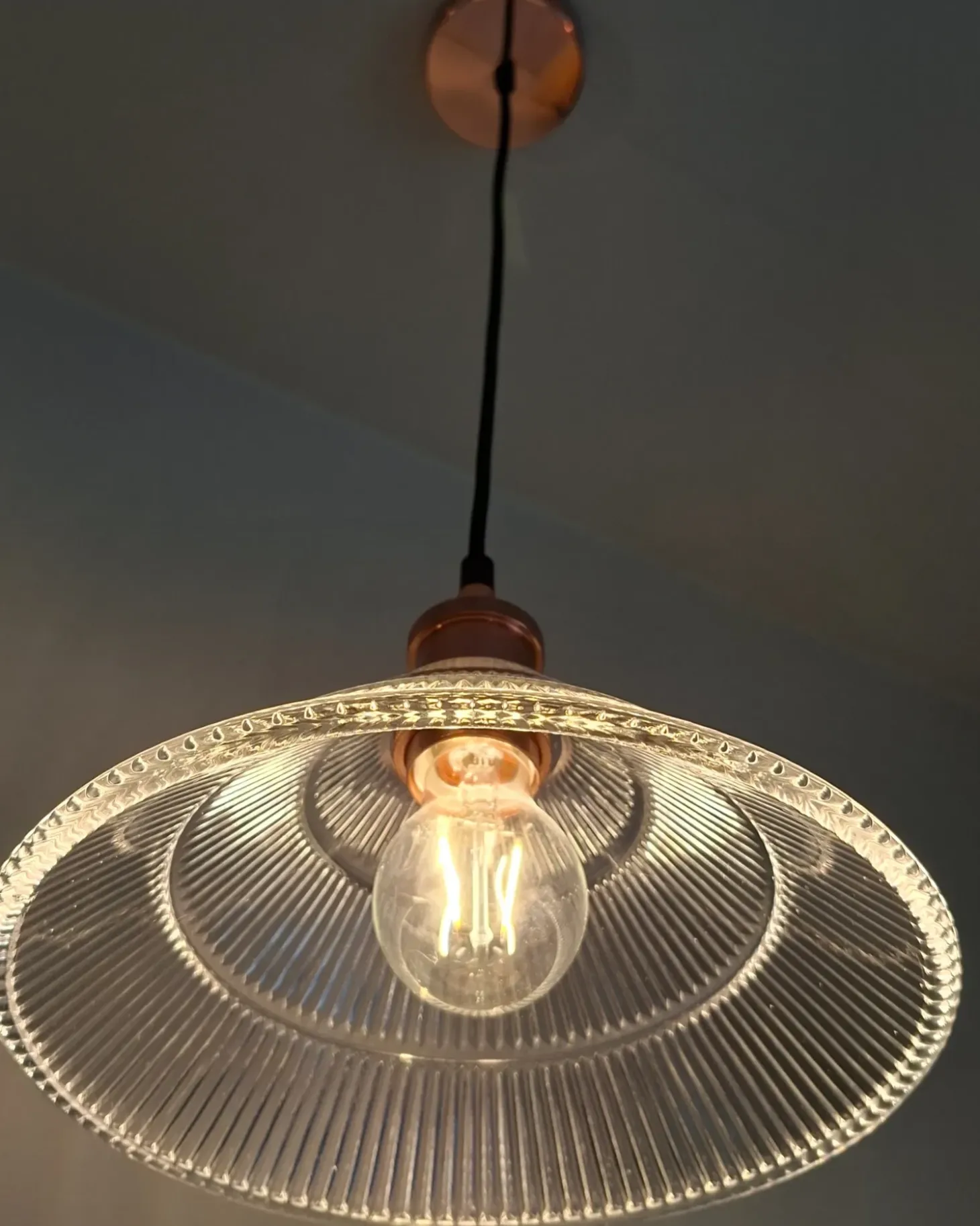 Loftlampe CURONE Glas Kobber