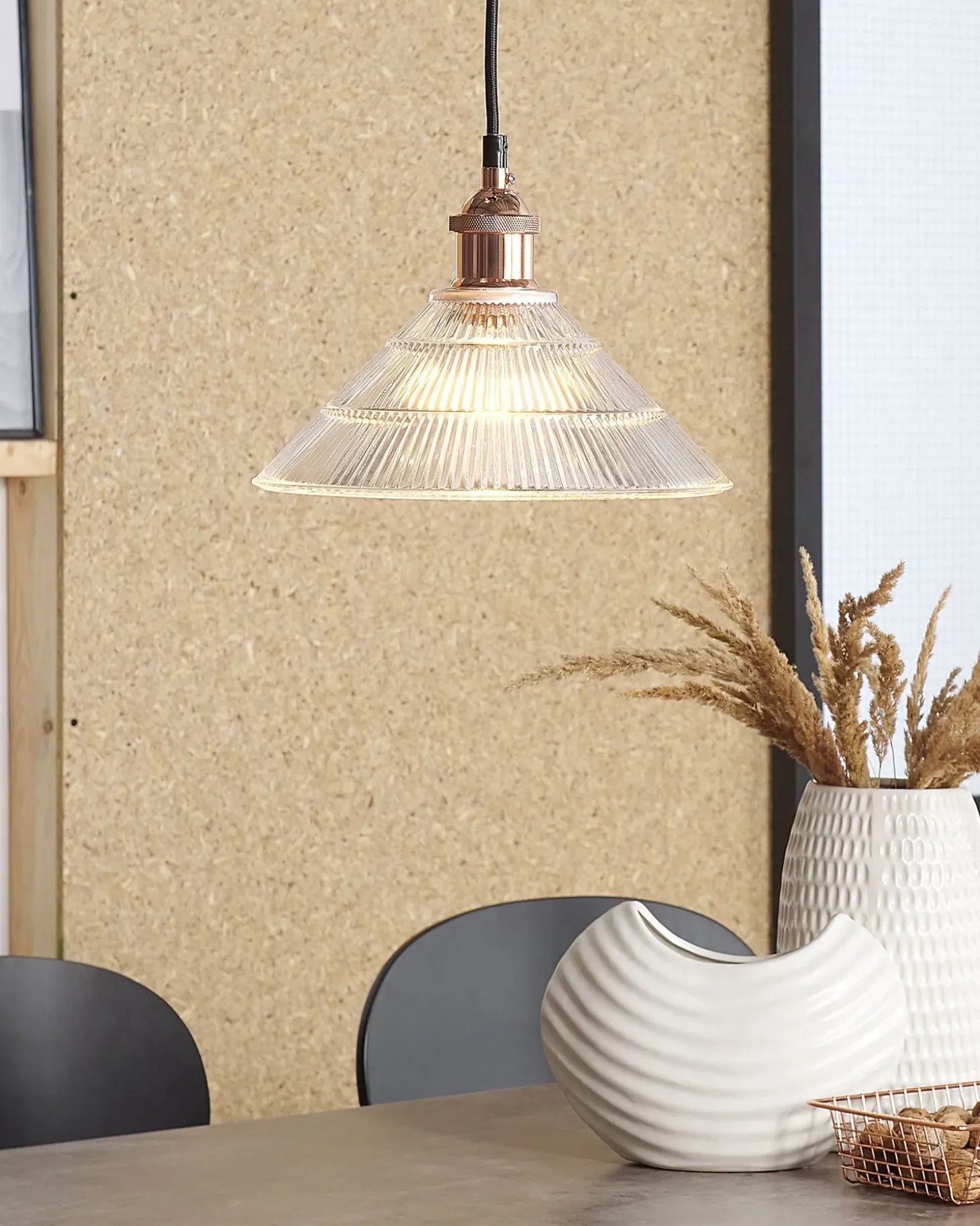 Loftlampe CURONE Glas Kobber