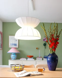 Loftlampe DEBONS Kunstsilke Hvid