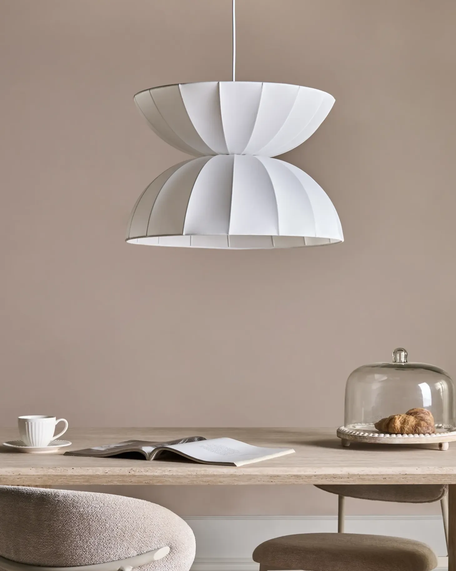 Loftlampe DEBONS Kunstsilke Hvid