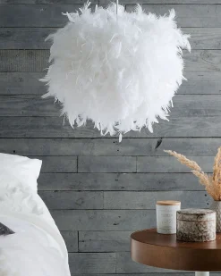Loftlampe DRAVA Fjer Hvid