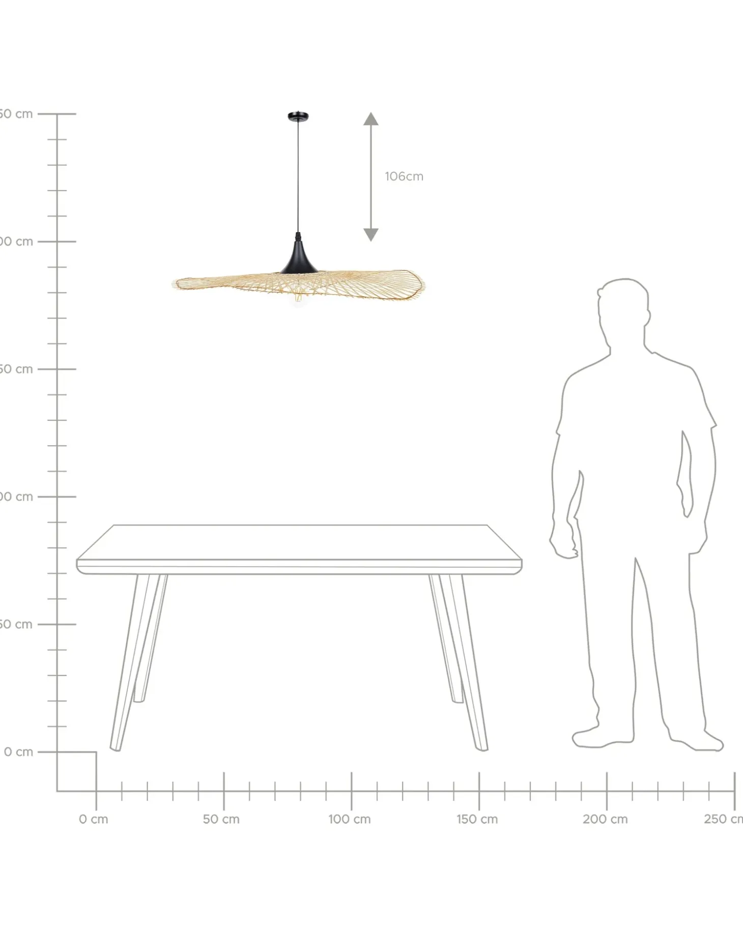 Loftlampe FLOYD Bambus Lysebrun