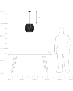Loftlampe GWERU papirreb Sort