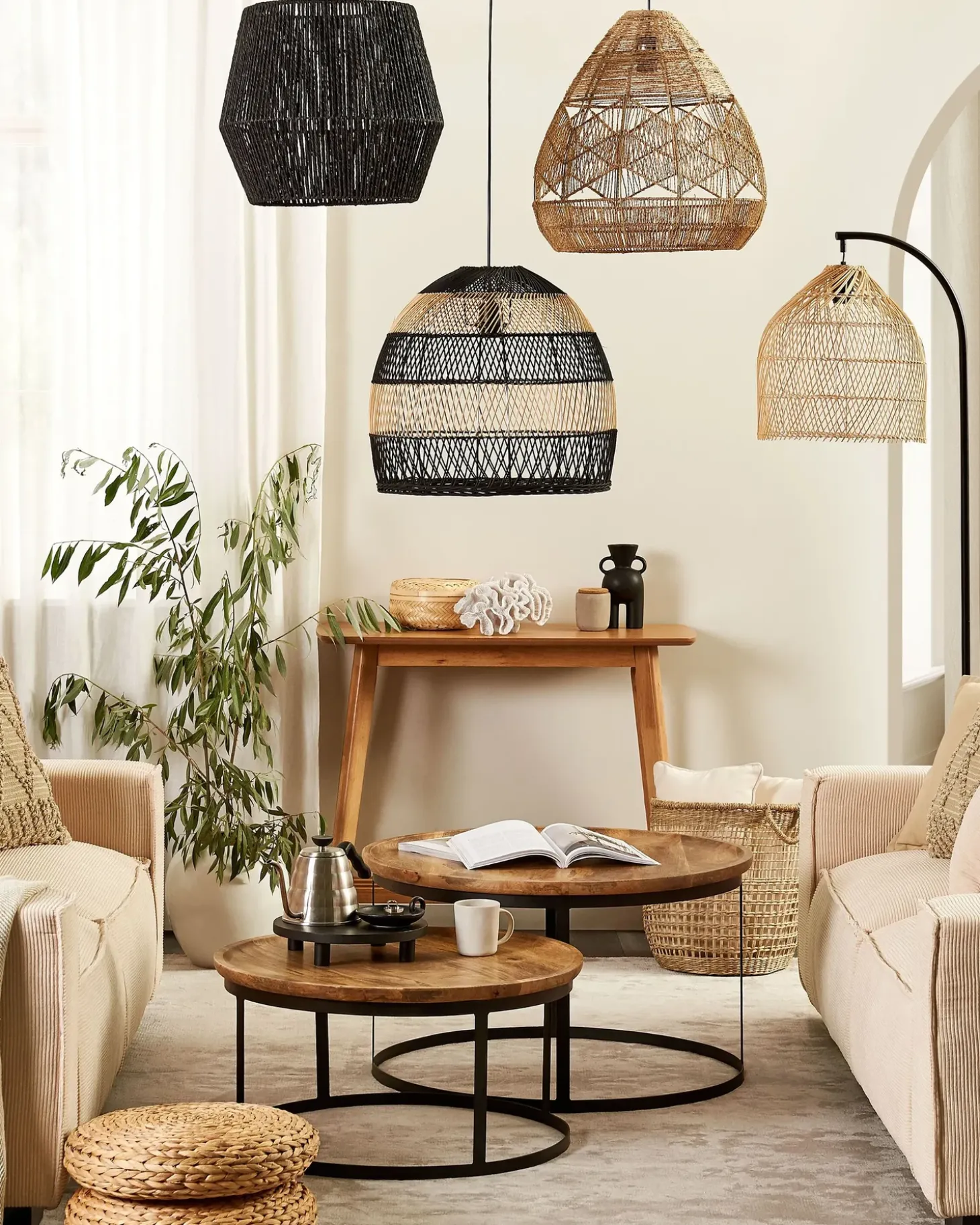 Loftlampe GWERU papirreb Sort