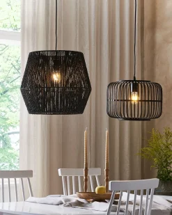 Loftlampe GWERU papirreb Sort