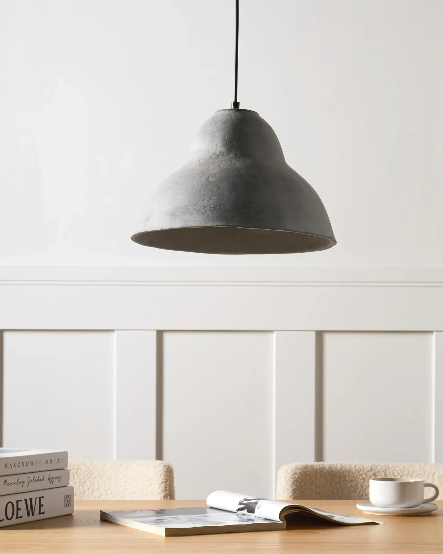Loftlampe KABALEBO Papmaché Grå