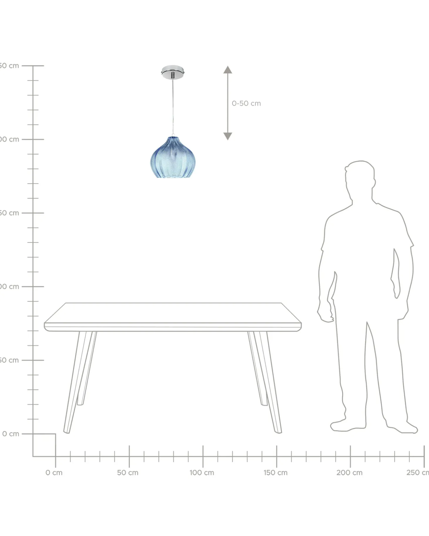 Loftlampe KEILA Glas Blå