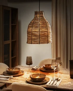 Loftlampe KELAKAS Flet Naturlig