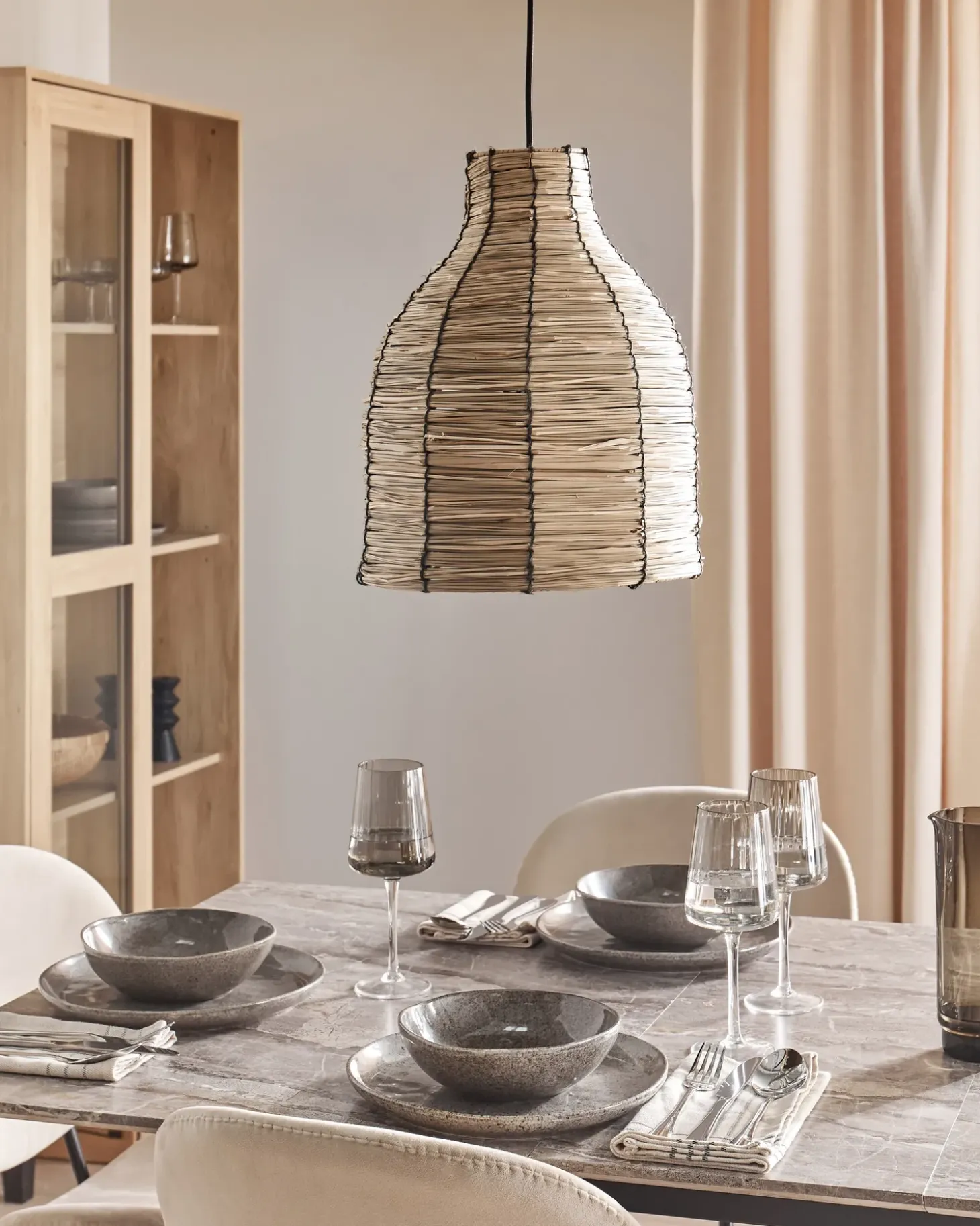 Loftlampe KELAKAS Flet Naturlig