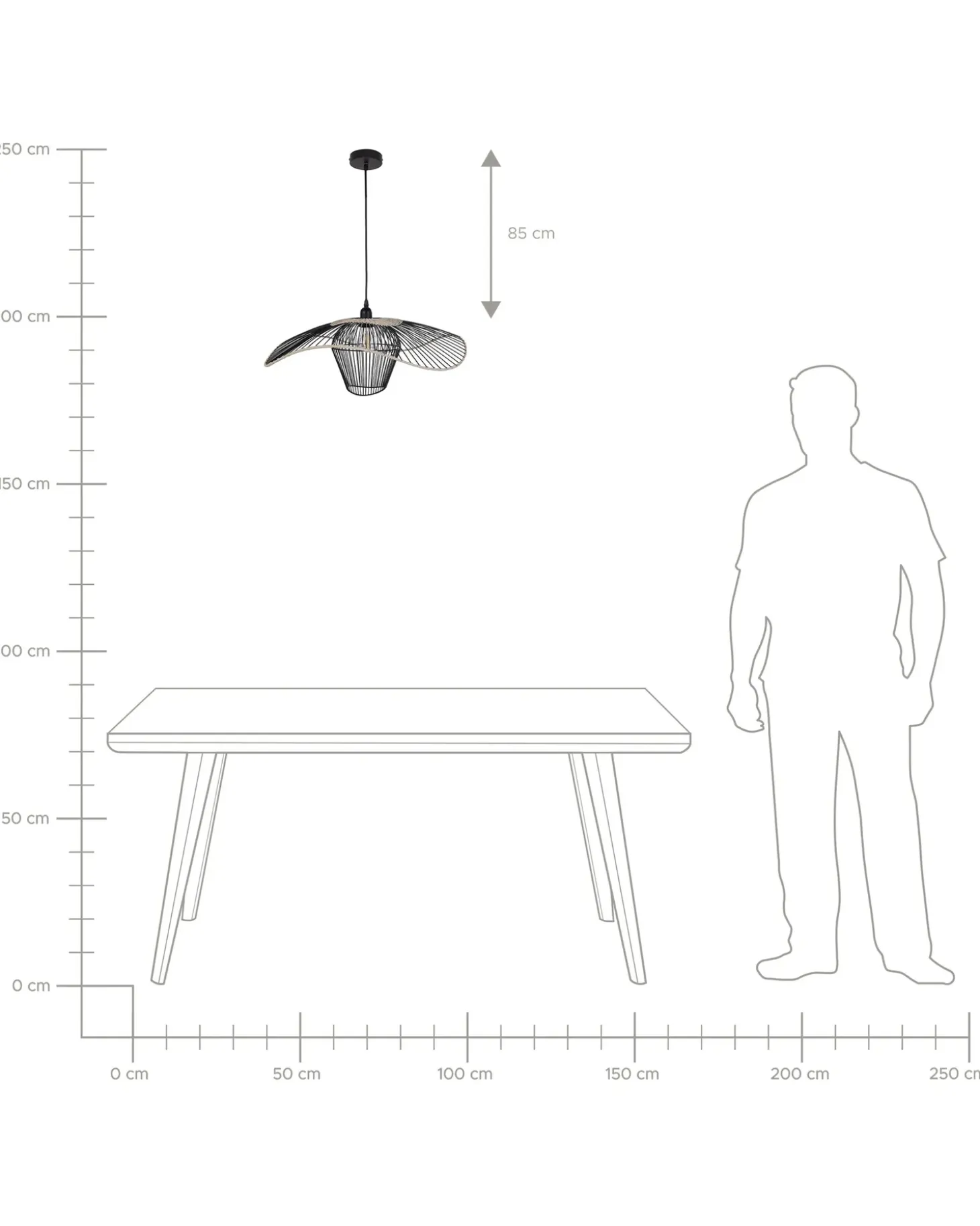 Loftlampe LUNGA Metal Sort