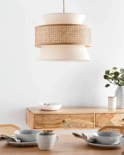 Loftlampe LUYANO Rattan Beige
