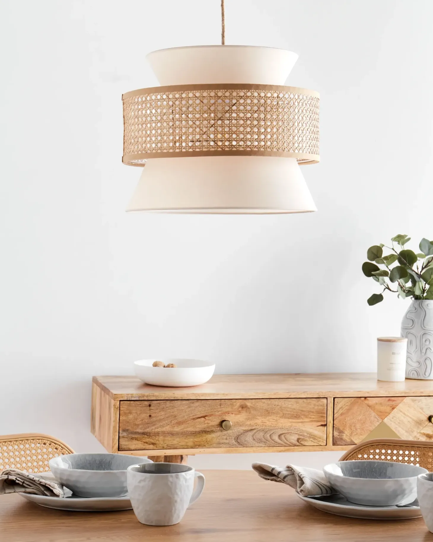 Loftlampe LUYANO Rattan Beige