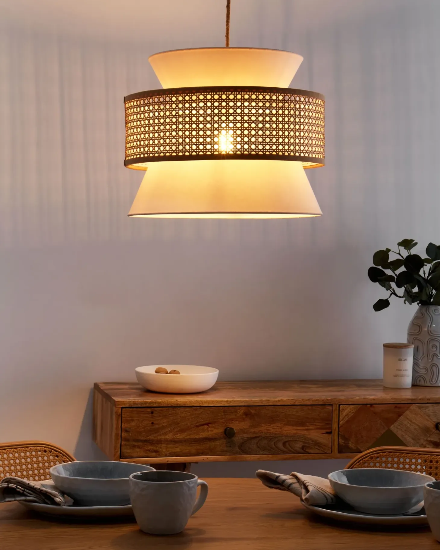 Loftlampe LUYANO Rattan Beige