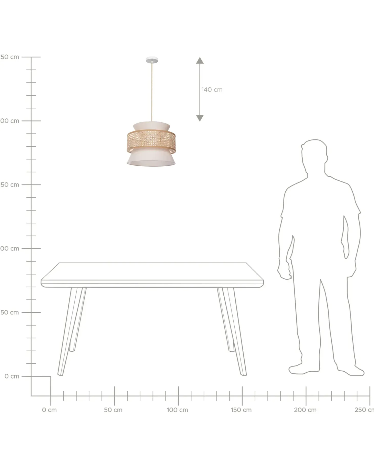 Loftlampe LUYANO Rattan Beige
