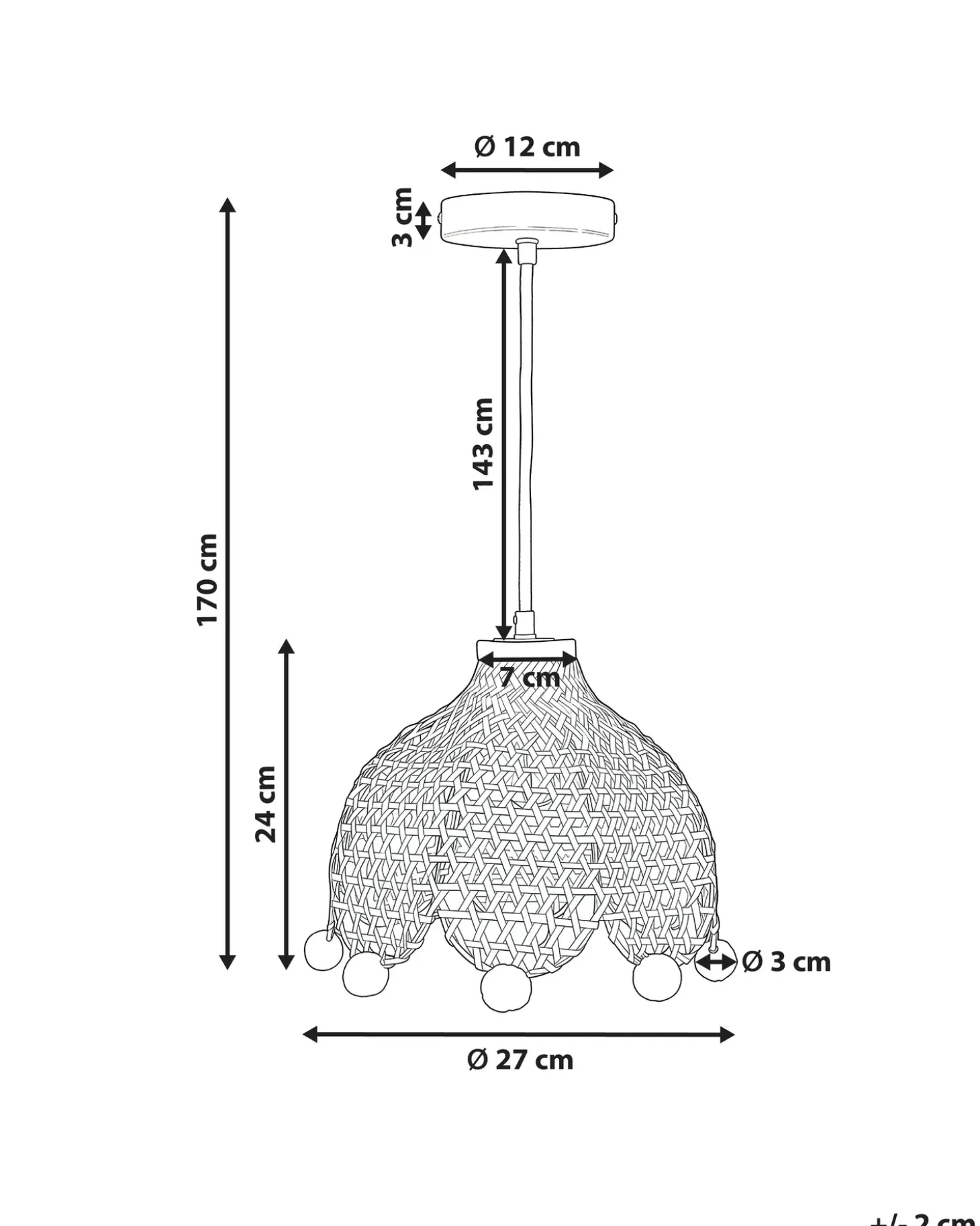 Loftlampe MANYAME Rattan Naturlig