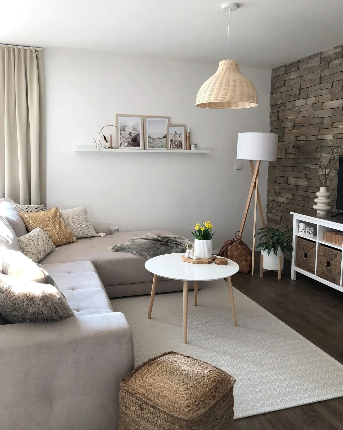 Loftlampe MILLIAN Rattan Lysebrun