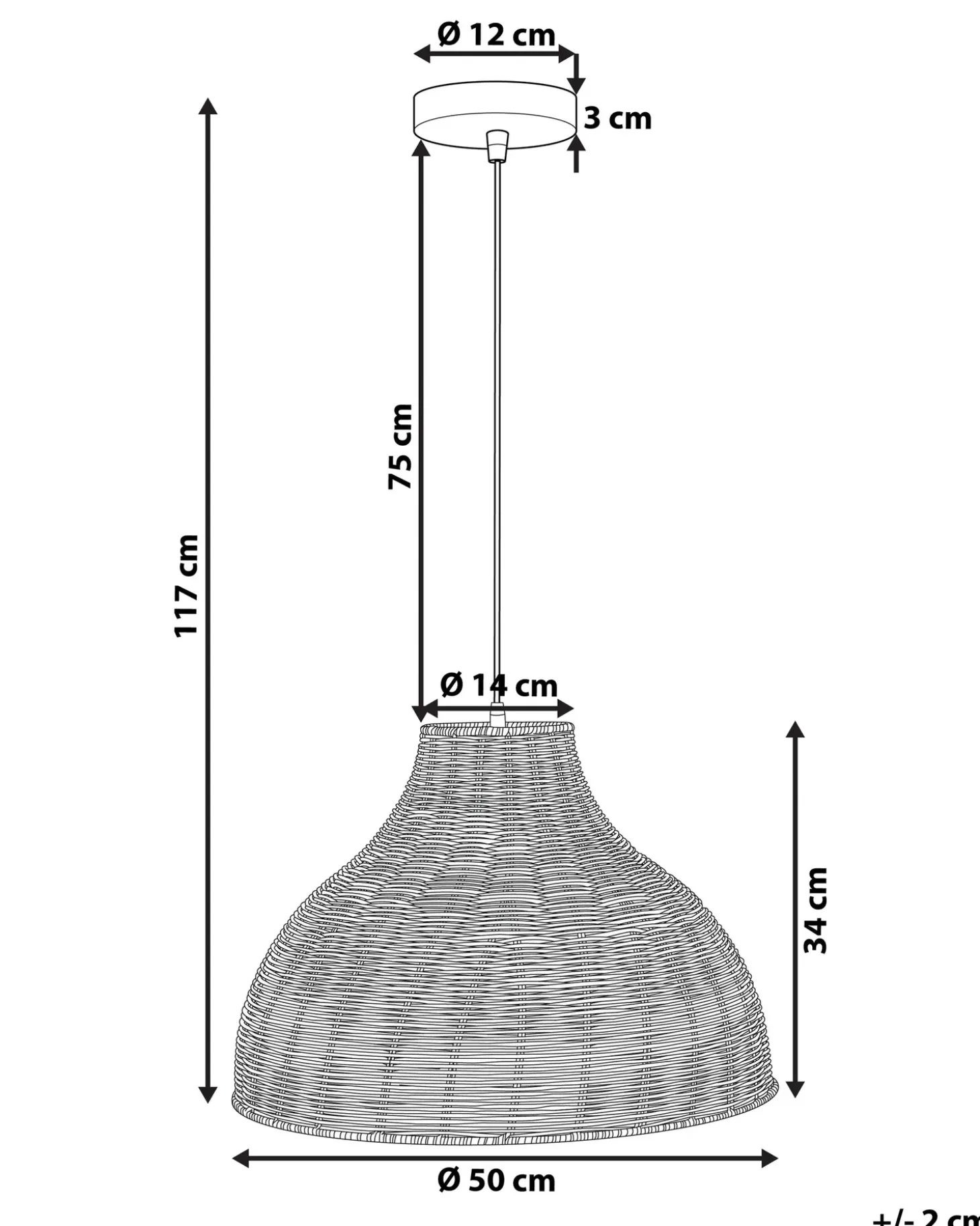Loftlampe MILLIAN Rattan Lysebrun