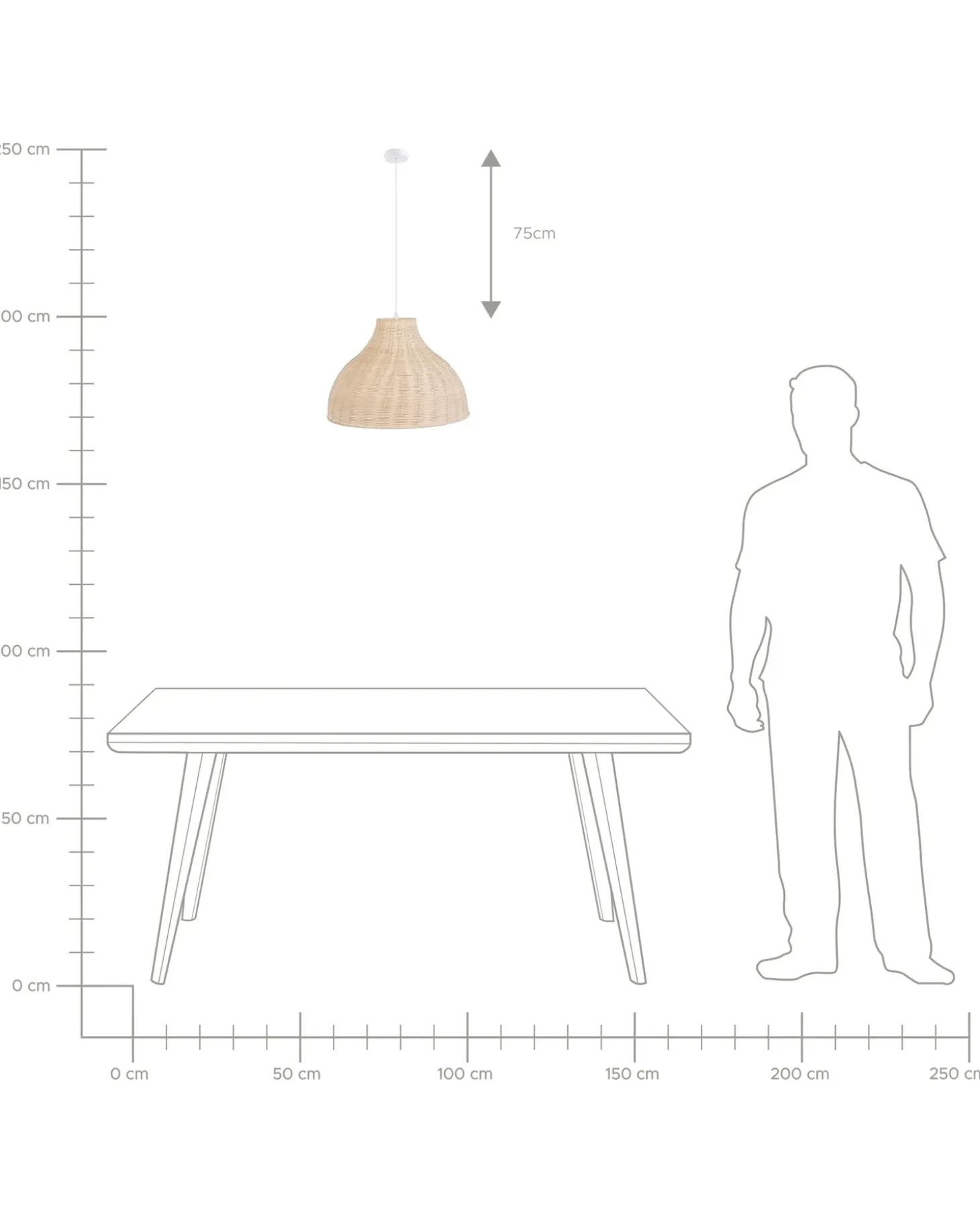 Loftlampe MILLIAN Rattan Lysebrun