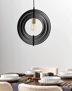 Loftlampe MURRELL Poppeltræ Sort