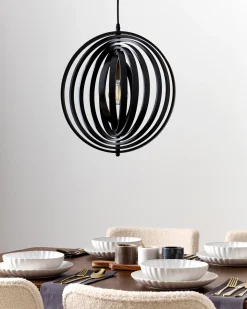 Loftlampe MURRELL Poppeltræ Sort