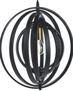 Loftlampe MURRELL Poppeltræ Sort