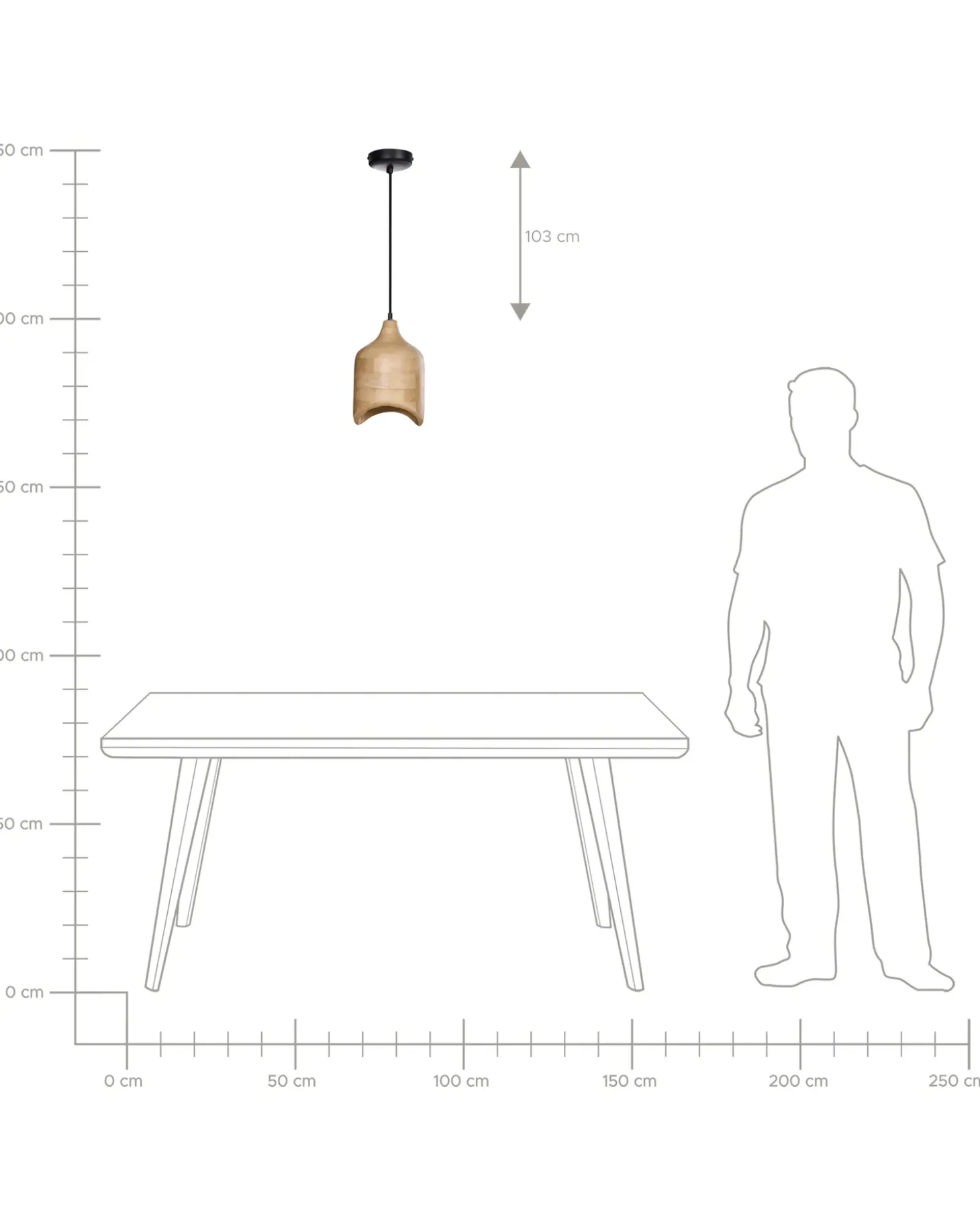 Loftlampe PANDU Mangotræ Lysebrun