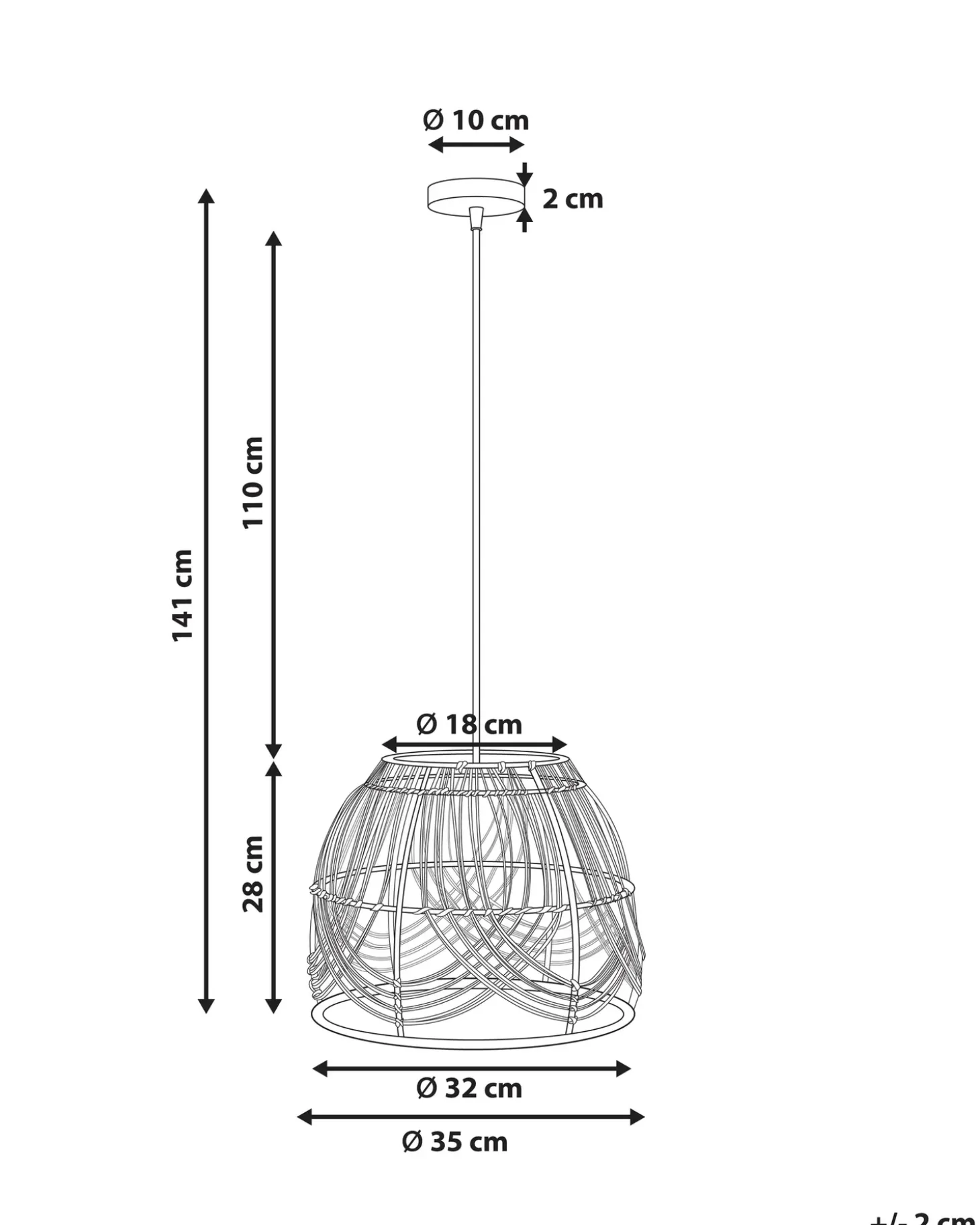 Loftlampe POSTRERO Rattan Naturlig
