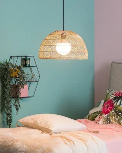 Loftlampe SELENGE Rattan Lysebrun