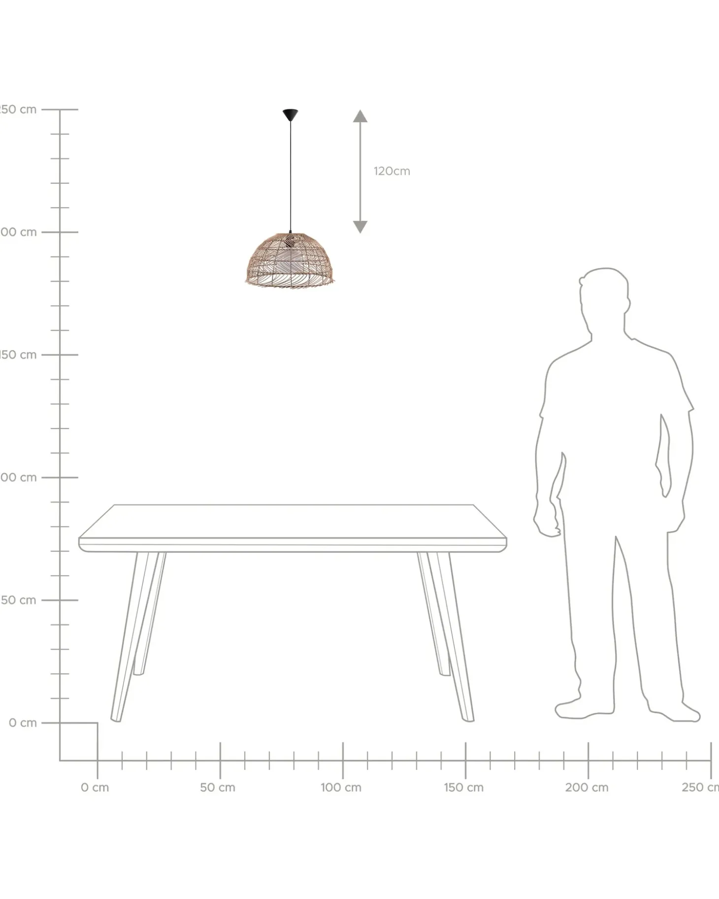Loftlampe SELENGE Rattan Lysebrun