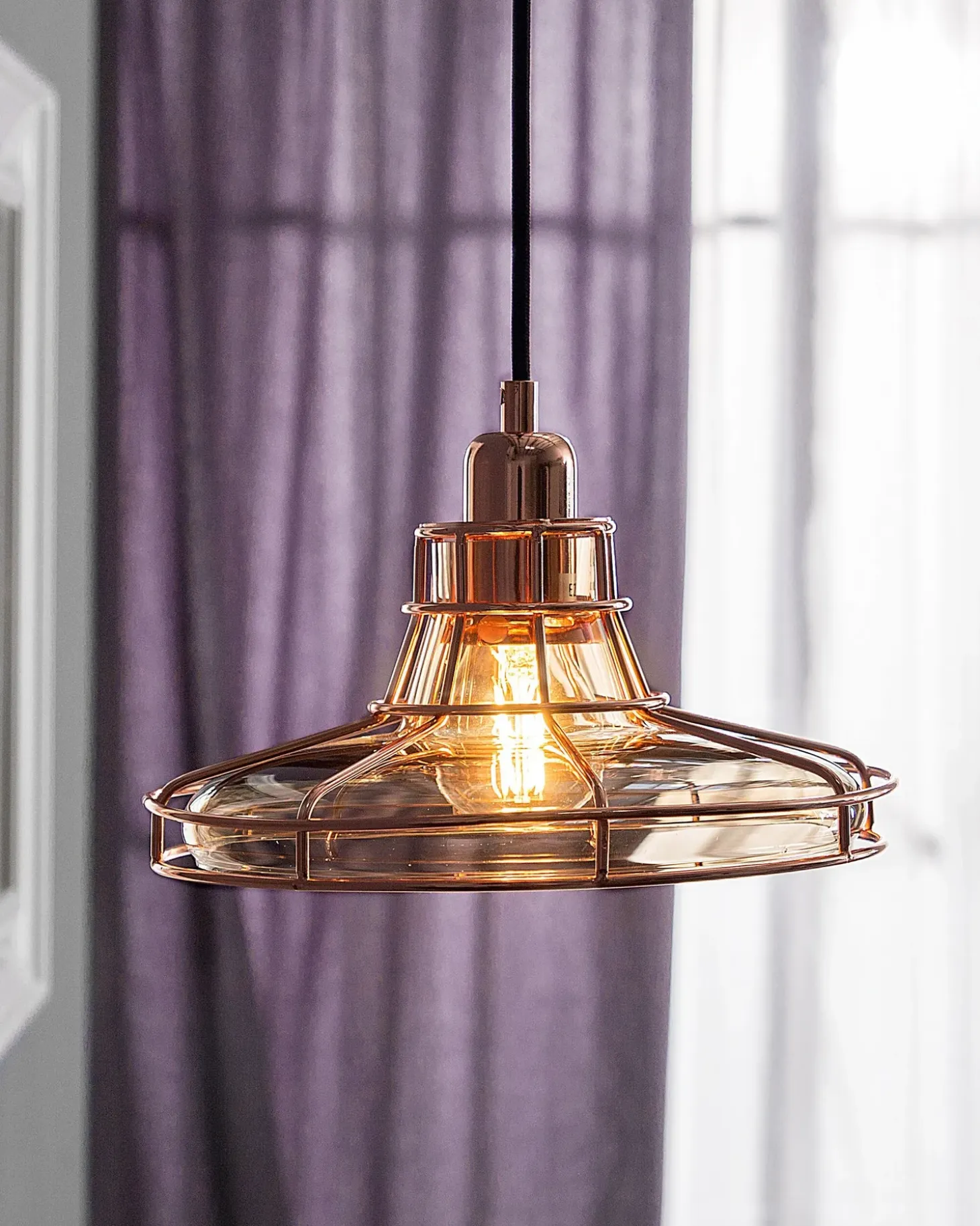 Loftlampe TORRE Glas Kobber