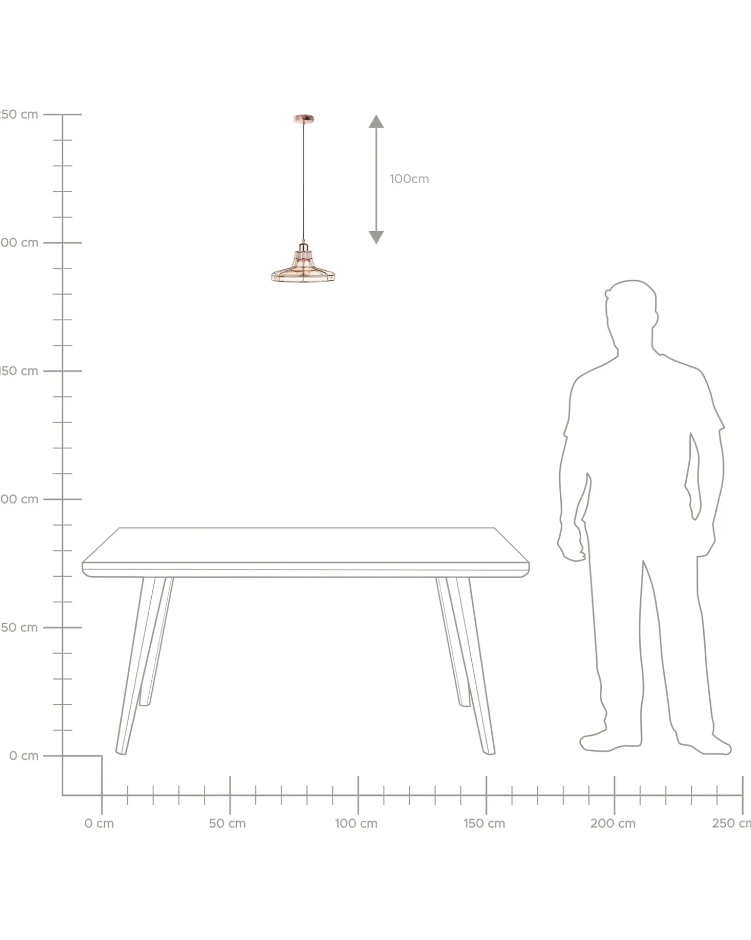 Loftlampe TORRE Glas Kobber