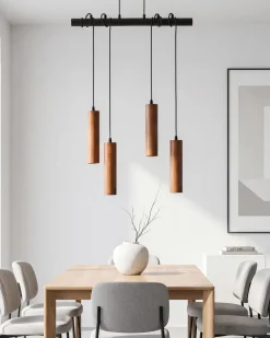 Loftlampe TUTAKI Egetræ Sort