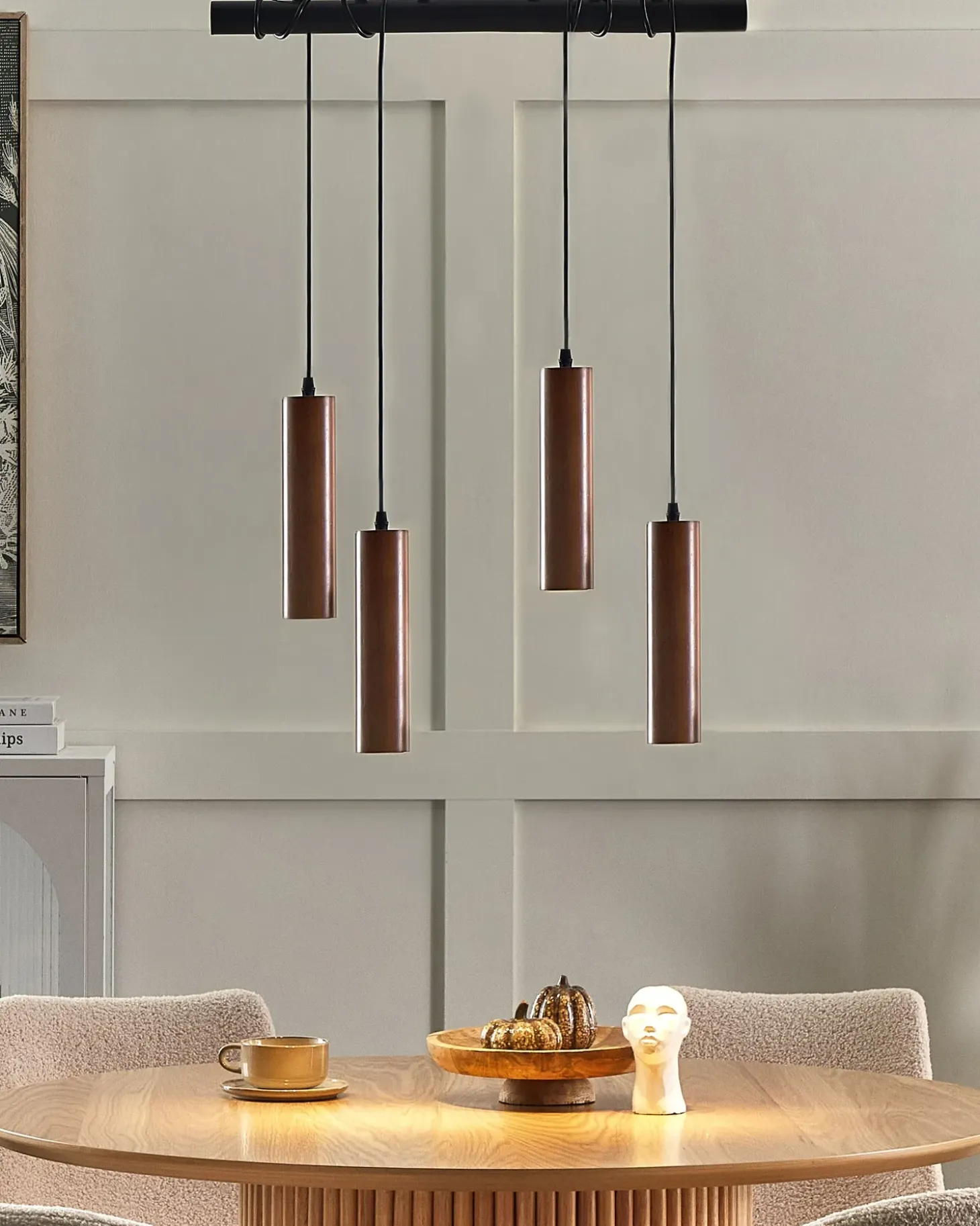 Loftlampe TUTAKI Egetræ Sort