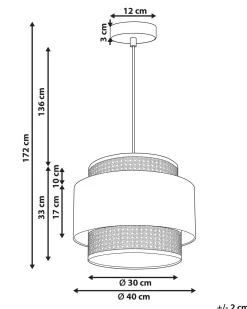 Loftlampe YUMURI Rattan Ferskenagtig lyserød
