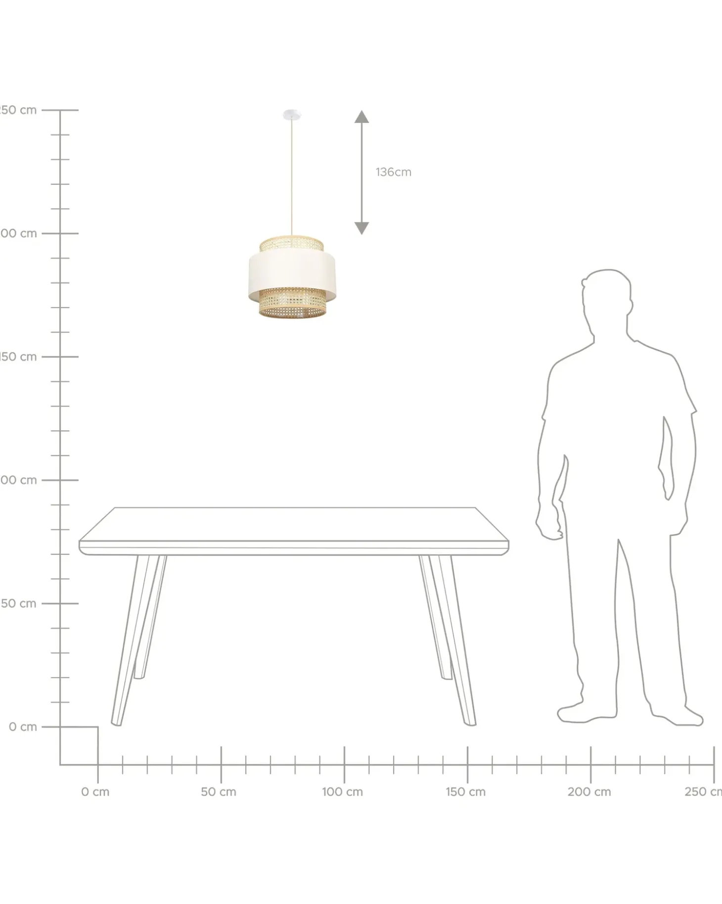 Loftlampe YUMURI Rattan Lys Beige