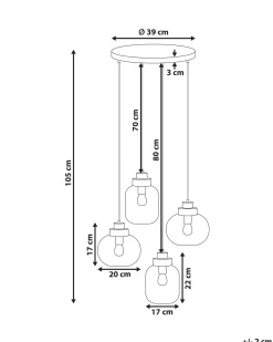 Loftlampe ZAYANDE Glas Lysegrå