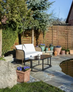 Loungesæt med bord 2 personers MONTEFALCO Metal Hvid